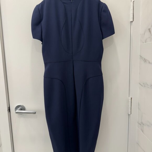 Alexander McQueen Structured Navy Dress Size 48/12 - Retail Price: $2,000+ - Picture 6 of 6